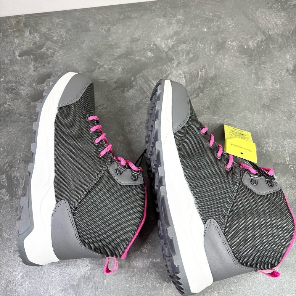 All In Motion Kids Dawson Lace-Up Winter Boots in a gray and pink size 5 new - Picture 7 of 8